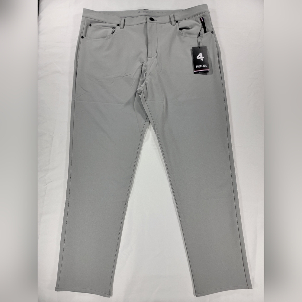 NEW Fourlaps Traverse Pants Mens 40x32 Gray Performance Golf Slim Chino NWT